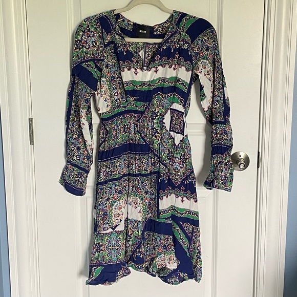 Anthropologie Maeve Blue Patchwork Long Sleeve Monaco Dress - 35744 - Picture 3 of 11